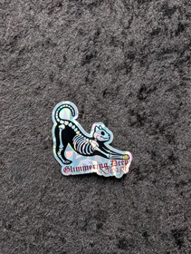 Skeleton Cat Hologram Vinyl Sticker