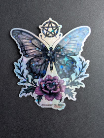 Hologram sticker with butterfly star pattern