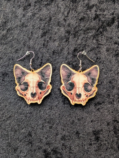Midnight Cat Skull Earrings