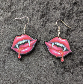 Crimson Bite Lips earrings