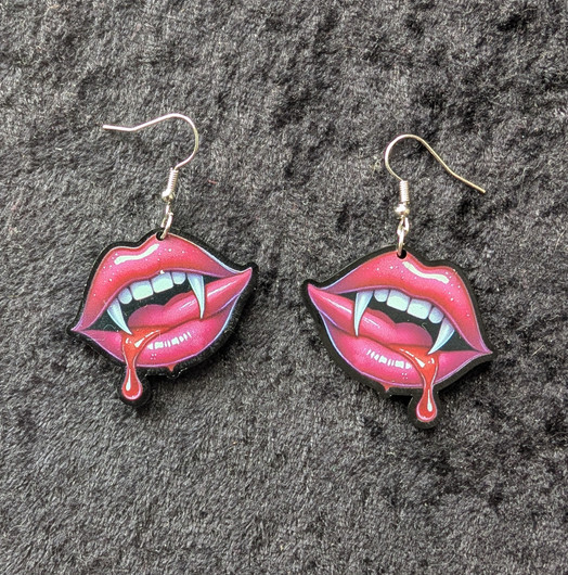 Crimson Bite Lips earrings