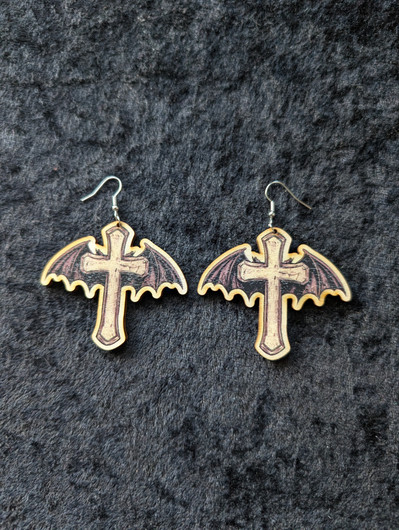 Midnight Cross Wings -earrings