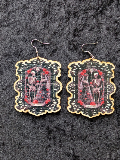 The Lovers – Black Mirror Skeleton Earrings