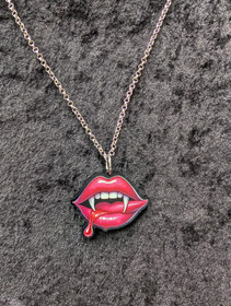 Crimson Bite Lips -necklace