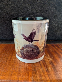 Ravens on a runestone mug
