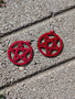 Red glitter pentagram earrings 