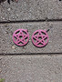 Pink glitter pentagram earrings 