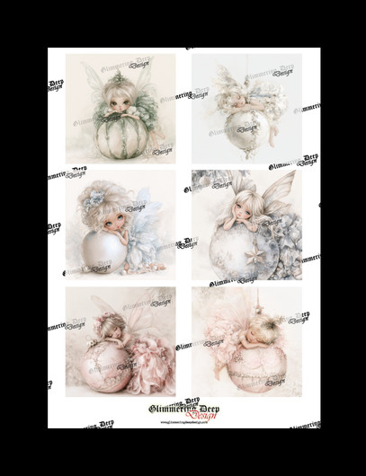 Picture sheet with Christmas fairies and Christmas ball