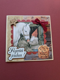 Christmas card with an elf and a horse