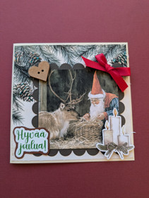 Christmas card with an elf and reindeer