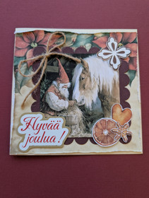 Christmas card with an elf and a horse