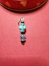 Silmukkamerkki turkoosi kallo