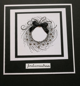 Joulukortti musta kranssi