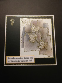 Mourning card, leaves and gold