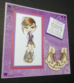 Ystävänpäiväkortti tyttö ja kengät 