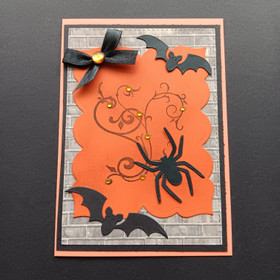 Halloween card spider and bats