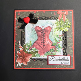 Red corset Christmas card
