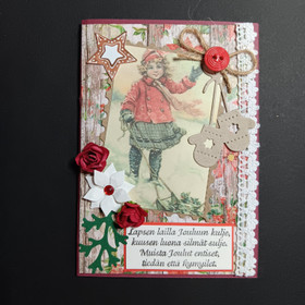 Girl and sled Christmas card