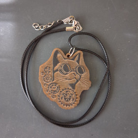 Steampunk cat necklace