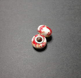 Lock beads red and white spatter