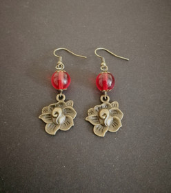 Bronze colored rose Earrings