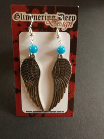 Blue colored wing earrings