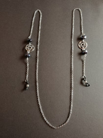 Silmälasinauha hopeanvärinen pentagrammi 