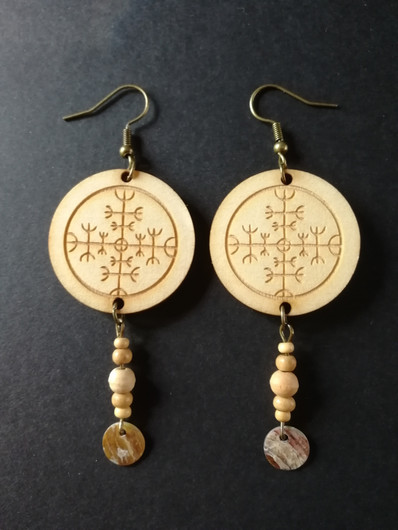 Viking Earrings Protection Rune with clam