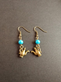 Light blue teapot earrings