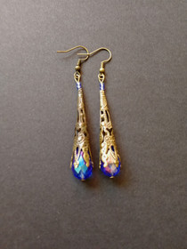 Blue medieval earrings