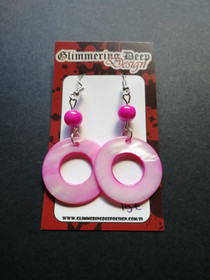 Pink shell ring earrings