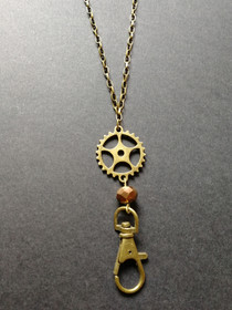 Steampunk key chain with bronze colour bead