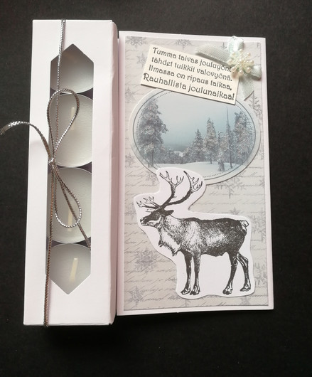 Candle card with a reindeer and a poem