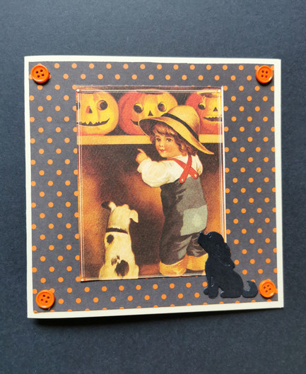 Halloween kortti poika ja koirat