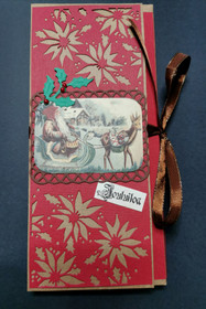 Suklaalevykortti joulupukki ja reki 