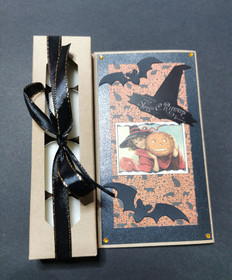 Halloween candle card with bats
