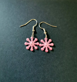 Pink snowflake earrings