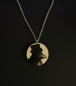 Round Gray Plague Doctor Necklace