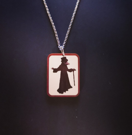Dark red Plague Doctor Necklace
