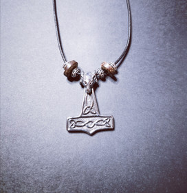Thor's hammer necklace goat's head with black cord