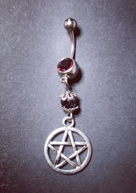 Napakoru hopeanvärinen pentagrammi violetti musta  