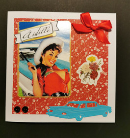 Handmade Pinup girl and car mother's day card