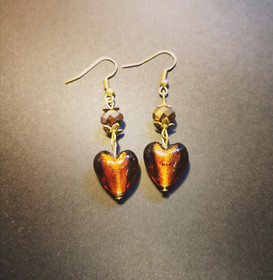 Brown heart earrings