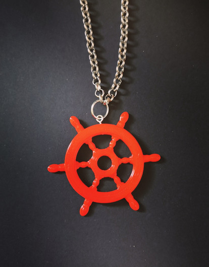 Big red wheel necklace