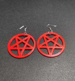 Isot punaiset pentagrammi korvakorut 