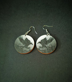 Black raven earrings 