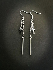 Chain earrings with ankh
