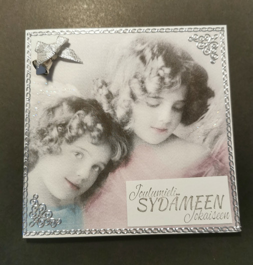 Joulukortti vintage enkeleitä