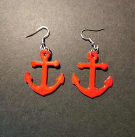 Little red anchor earrings