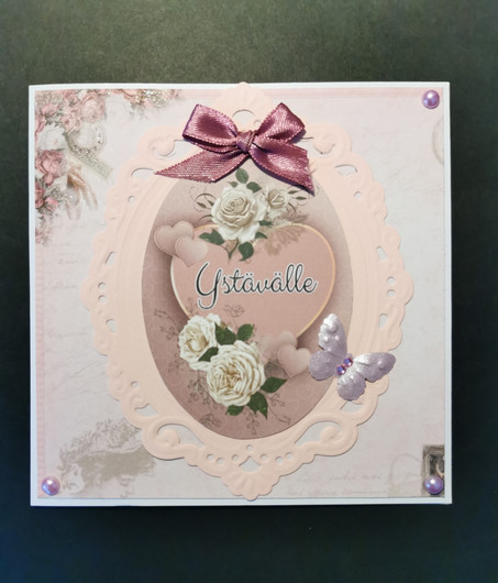 Ystävälle kortti sydän ja ruusut 